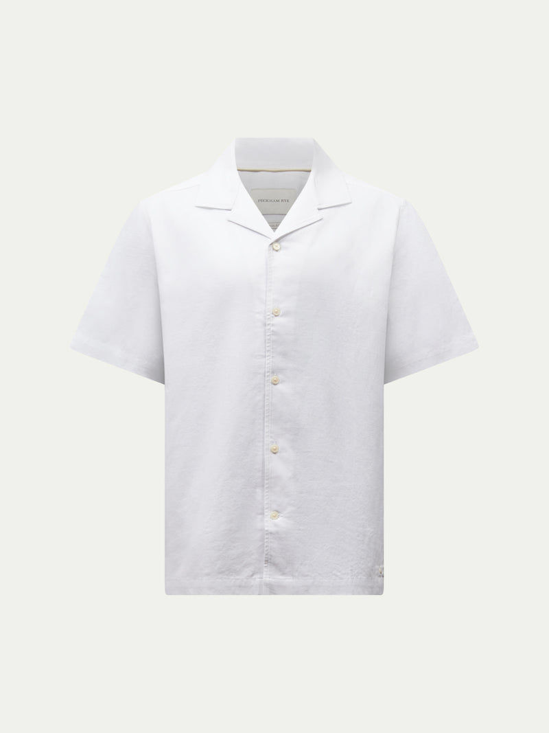 Porto Linen Blend Shirt in Bright White