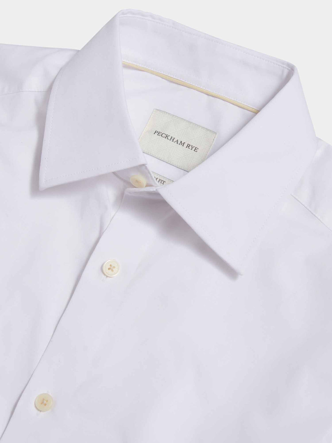 Peckham Rye Mens High Collar Slim Fit Poplin Shirt in Bright White