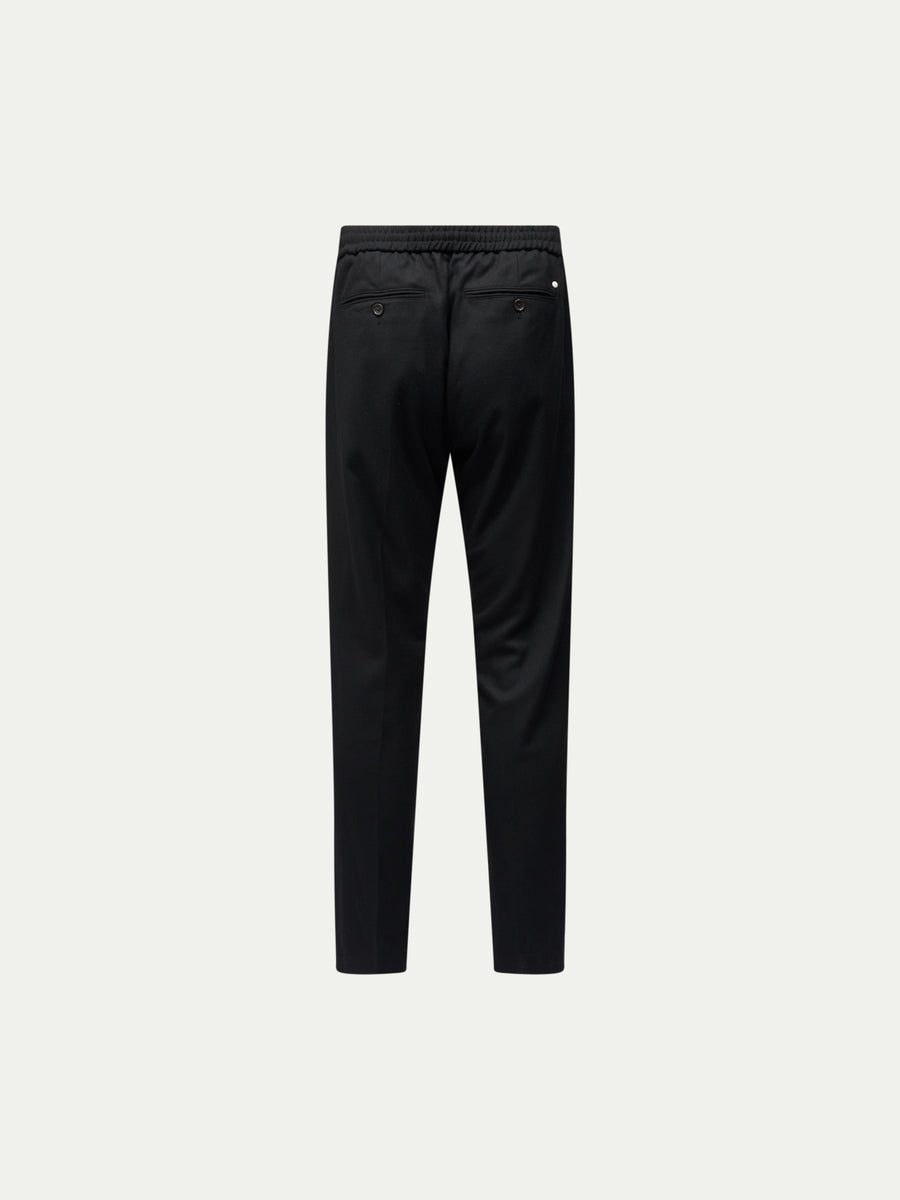 Drawstring Flannel Tech Trouser in Black