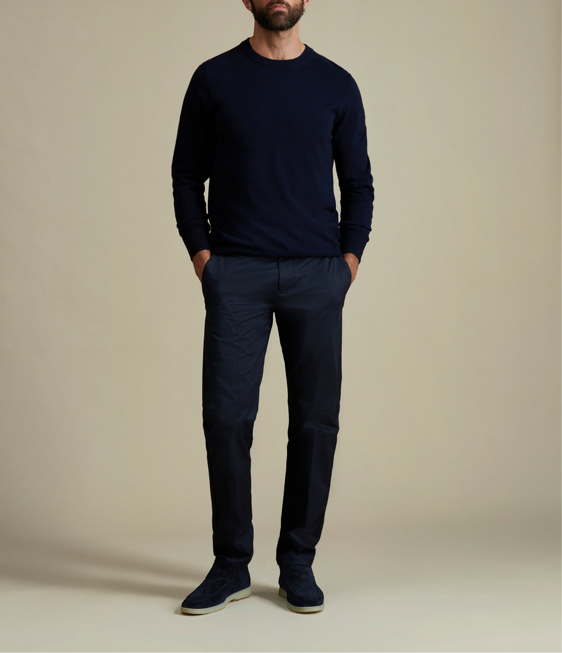 Stretch Cotton Trouser in Dark Sapphire Navy