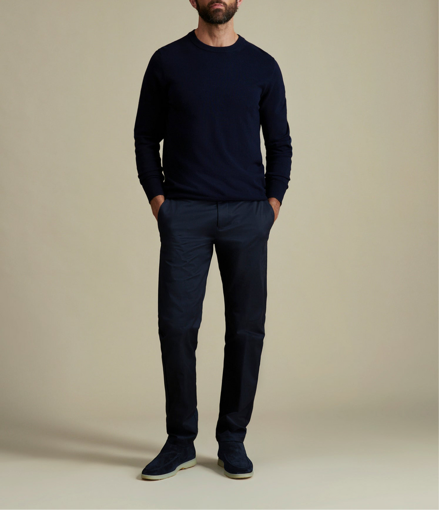 Stretch Cotton Trouser in Dark Sapphire Navy