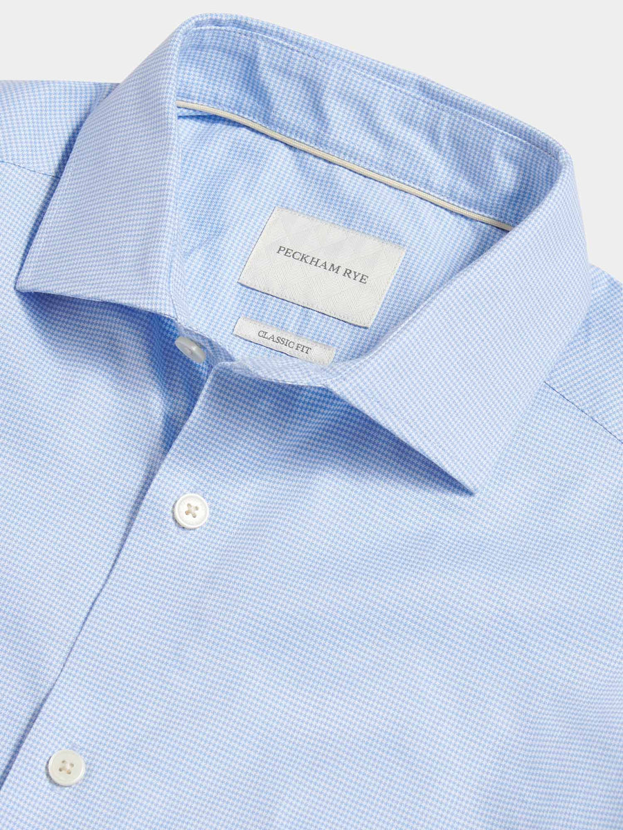 Peckham Rye Mens Puppytooth Shirt in Blue Blizzard