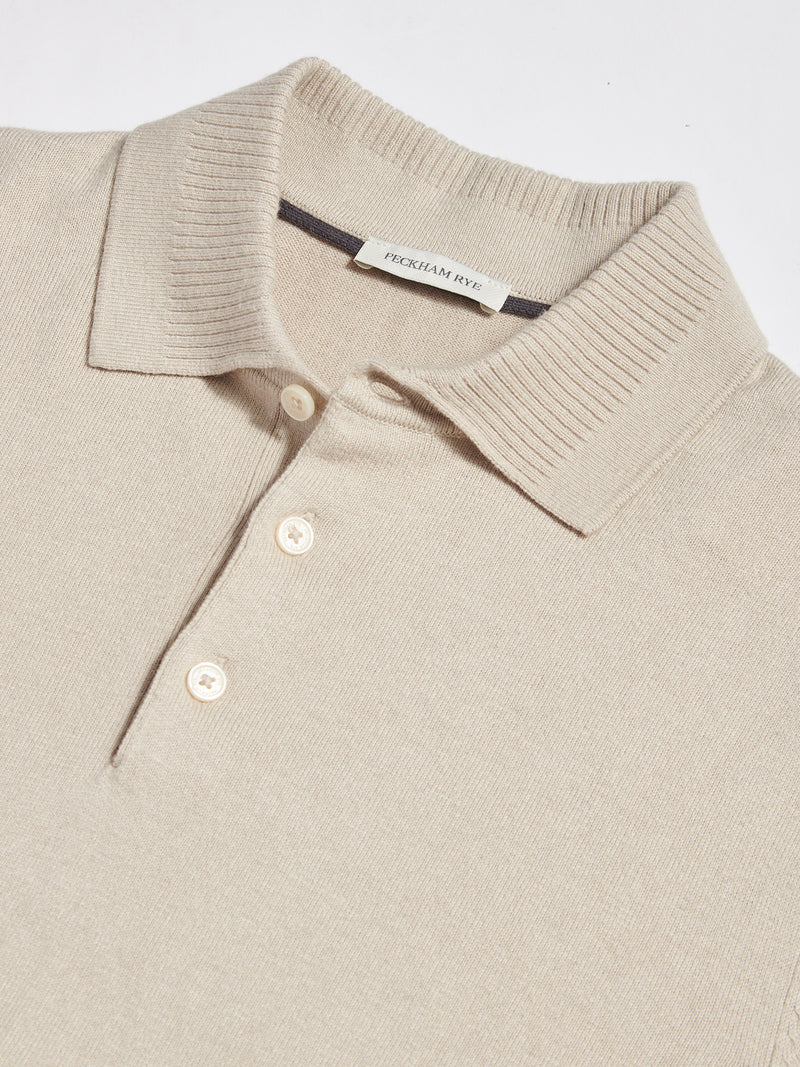Ocean Textured Knit Polo in Peyote