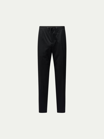 Drawstring Flannel Tech Trouser in Black