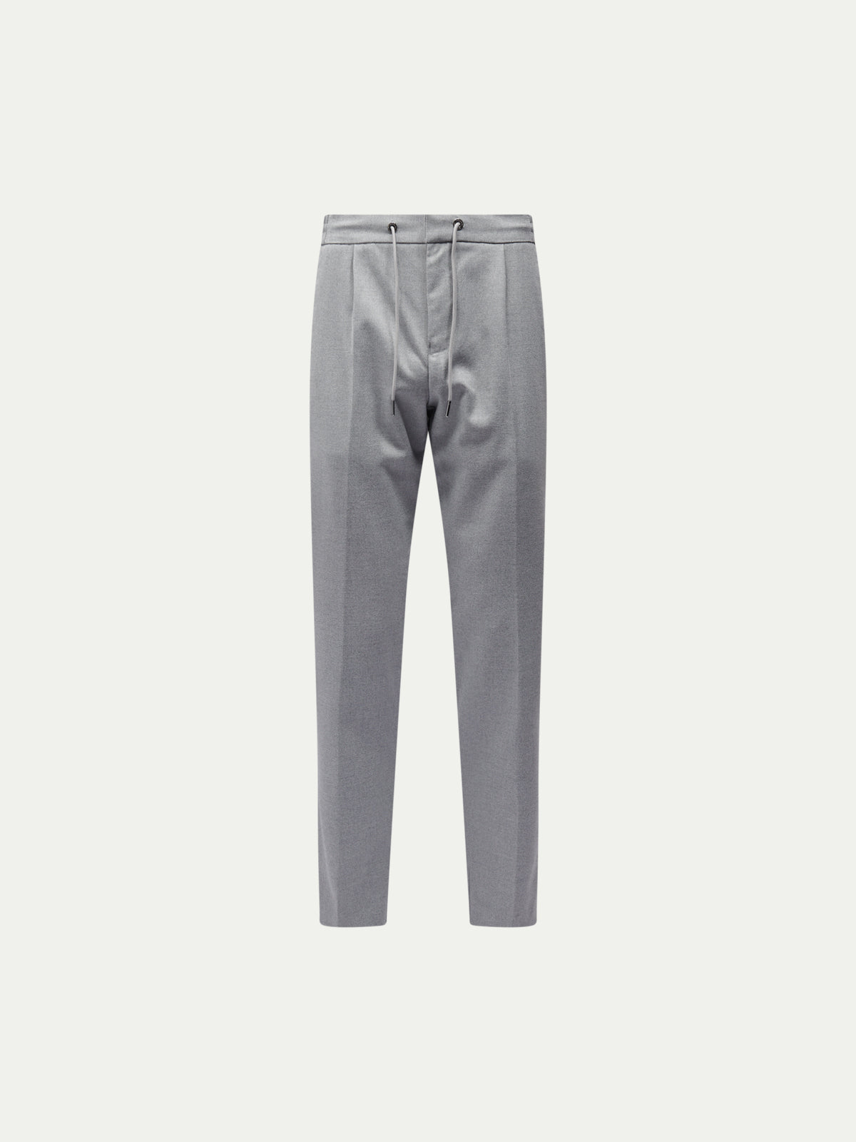 Flannel Tech Drawstring Trousers in Light Grey Marl