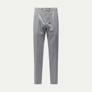 Flannel Tech Drawstring Trousers in Light Grey Marl