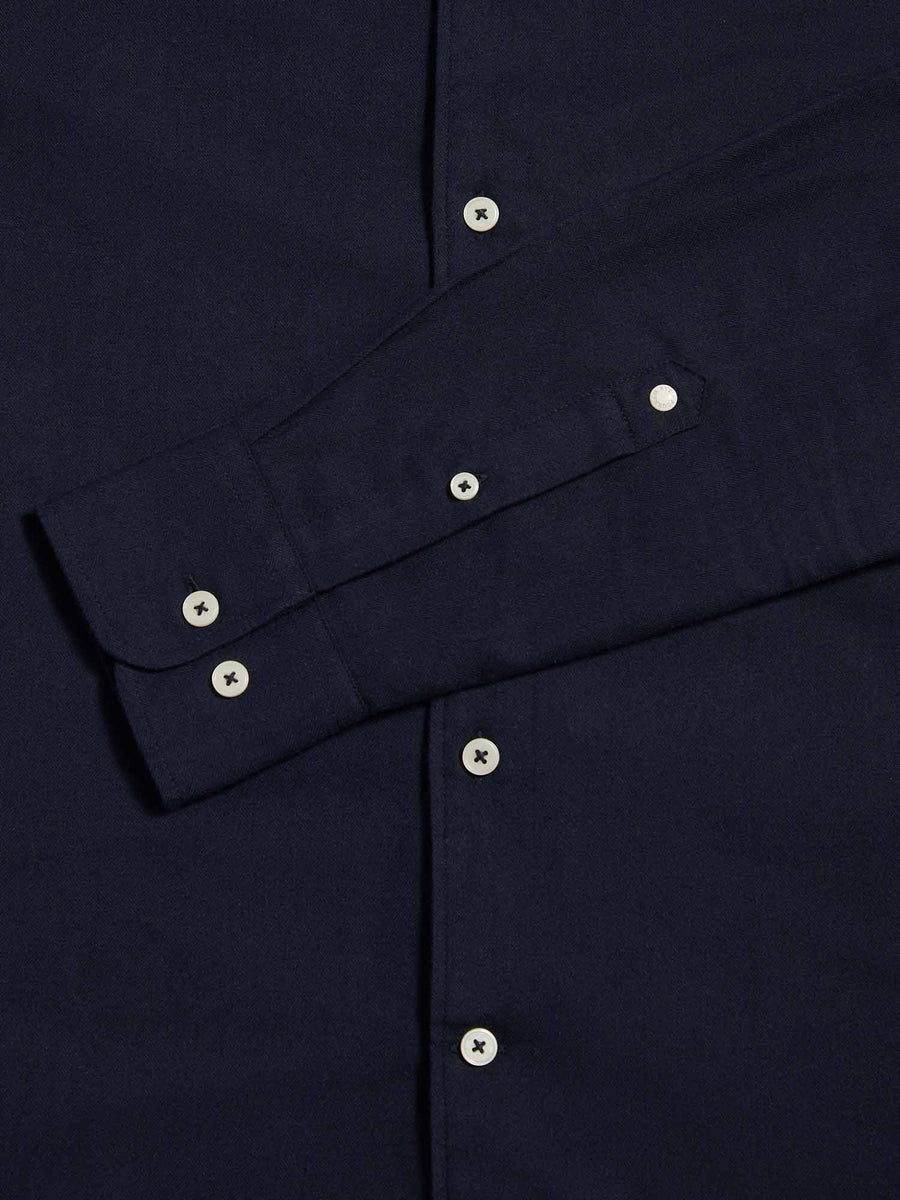 Peckham Rye Mens Flannel Herringbone Shirt in Dark Sapphire Navy