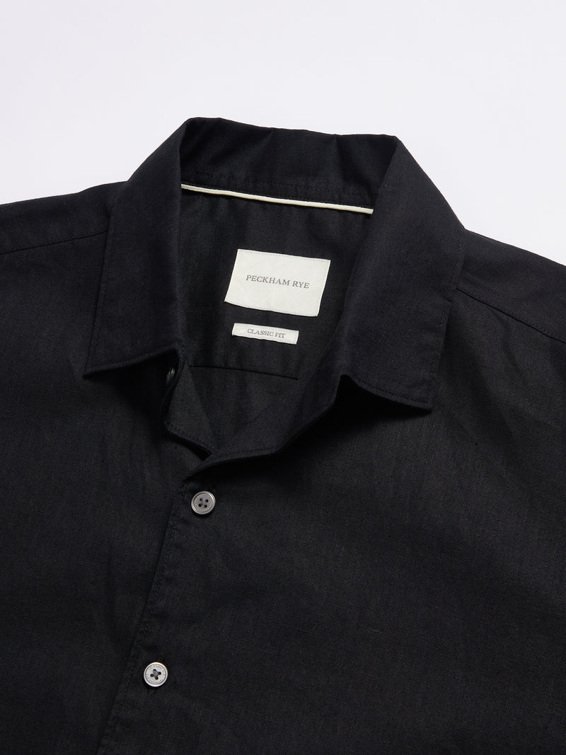 Grove Linen Blend Shirt in Black