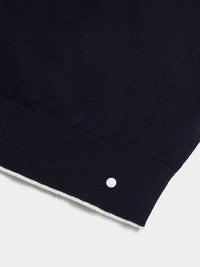 Wilton Knitted Long Sleeve Polo Shirt in Dark Sapphire Navy