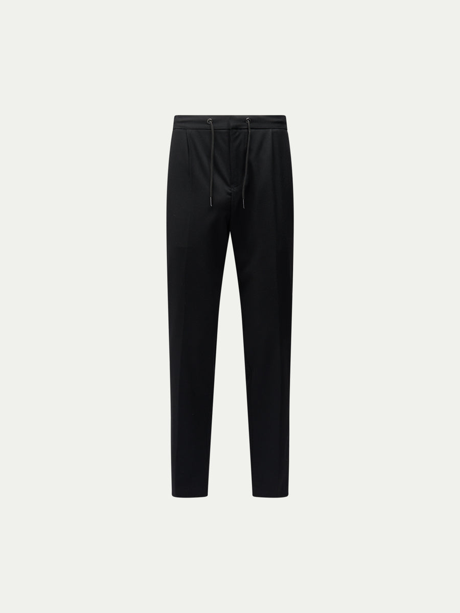 Drawstring Flannel Tech Trouser in Black