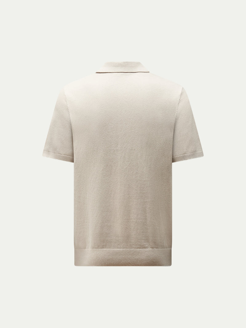 Ocean Textured Knit Polo in Peyote