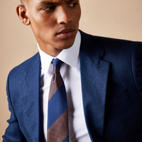 Classic Notched Lapel Suit Jacket in Navy Blue