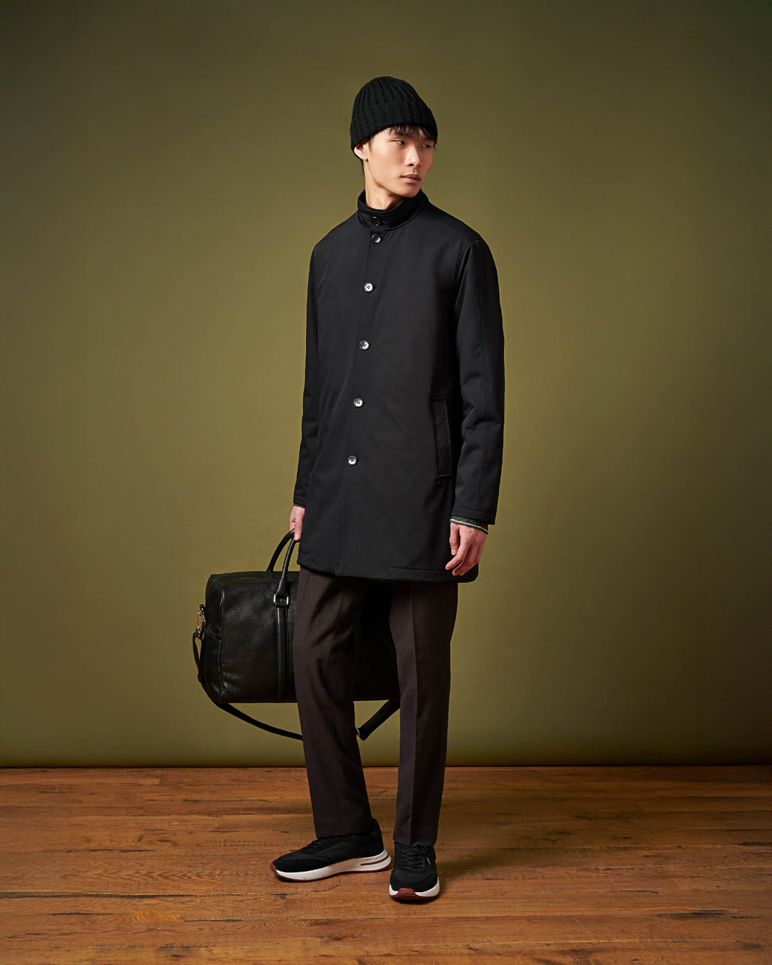Padded Rain Mac in Black