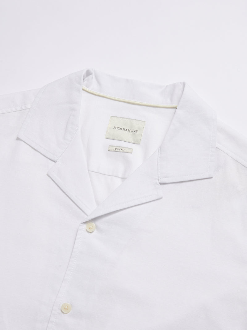 Porto Linen Blend Shirt in Bright White