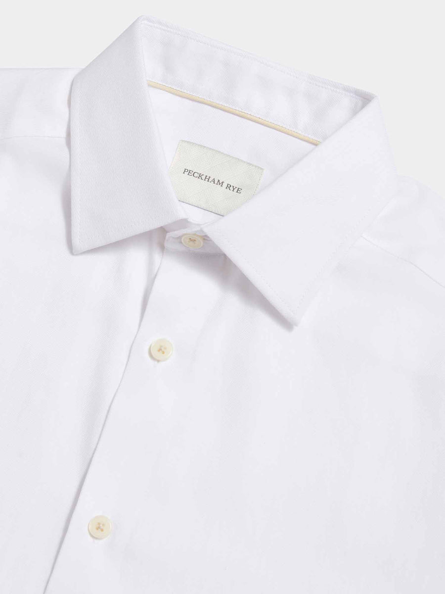 Peckham Rye Mens Fine Twill Shirt in Bright White
