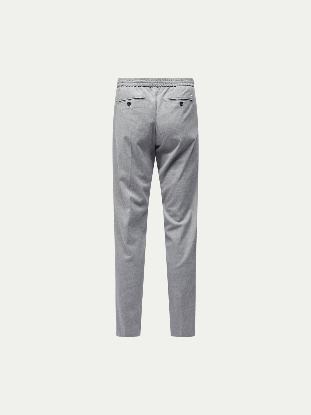 Flannel Tech Drawstring Trousers in Light Grey Marl