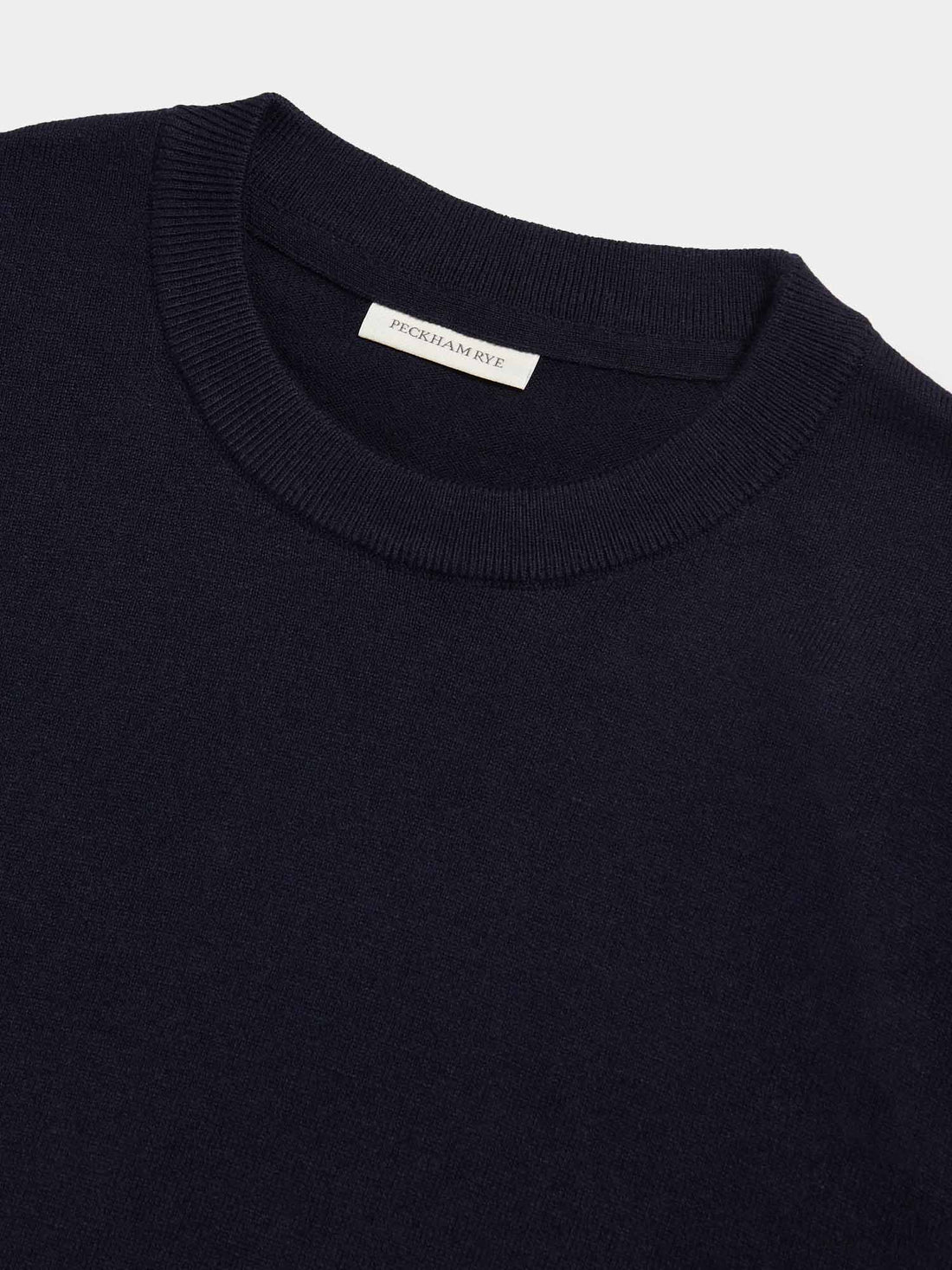 Peckham Rye Mens Knitted Crew in Dark Sapphire Navy