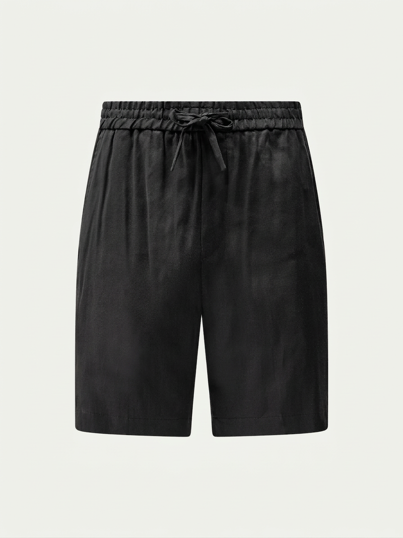 Marina Linen Blend Bermuda Short in Black