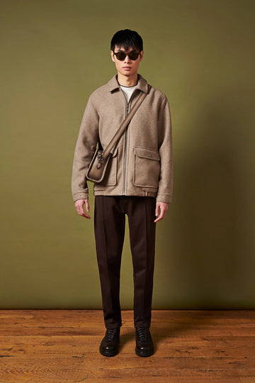 Wool Blend Bomber Jacket in Simply Taupe