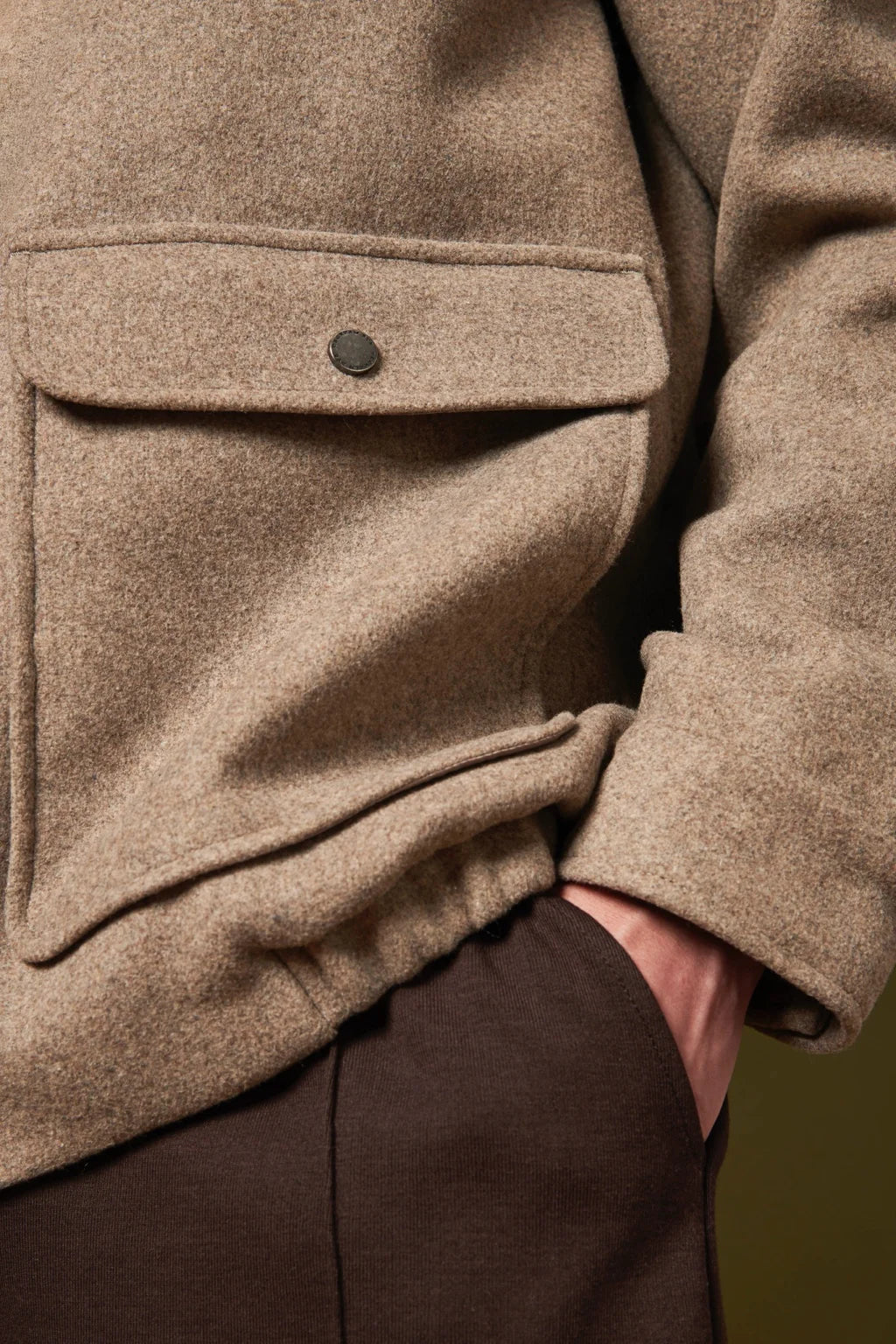 Wool Blend Bomber Jacket in Simply Taupe