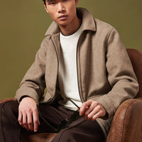 Wool Blend Bomber Jacket in Simply Taupe