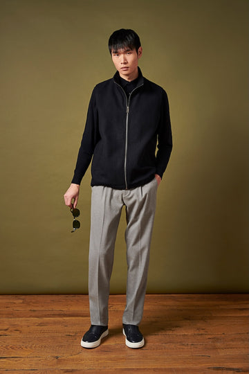 Peckham Rye Mens Drawstring Flannel Tech Trouser in Light Grey Marl