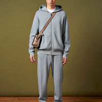 Peckham Rye Mens Knitted Milano Zip Hoodie in Blue Blizzard