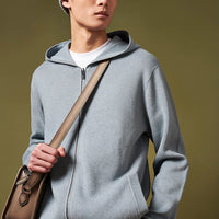 Peckham Rye Mens Knitted Milano Zip Hoodie in Blue Blizzard