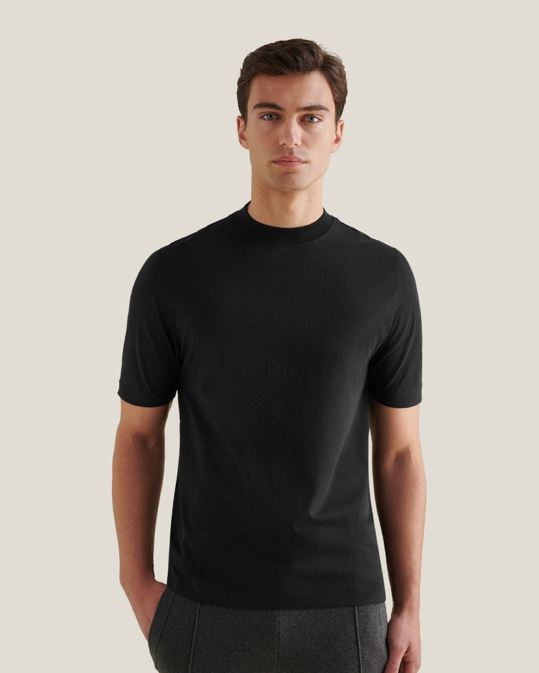 Mercerised Cotton T-Shirt Black