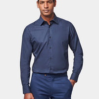 Formal Poplin Long Sleeve Shirt in Navy Blue