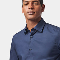 Formal Poplin Long Sleeve Shirt in Navy Blue