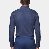 Formal Poplin Long Sleeve Shirt in Navy Blue