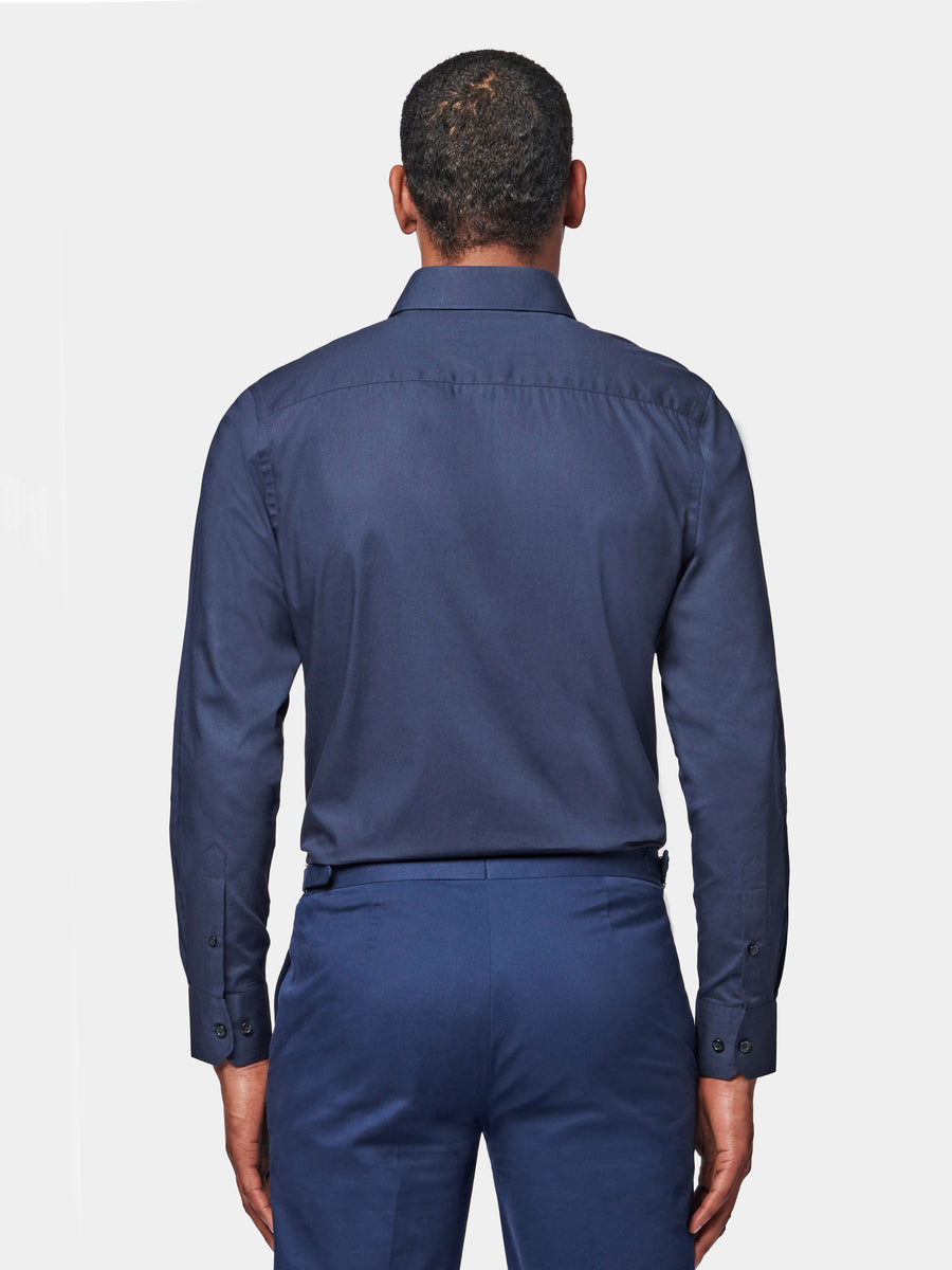 Formal Poplin Long Sleeve Shirt in Navy Blue