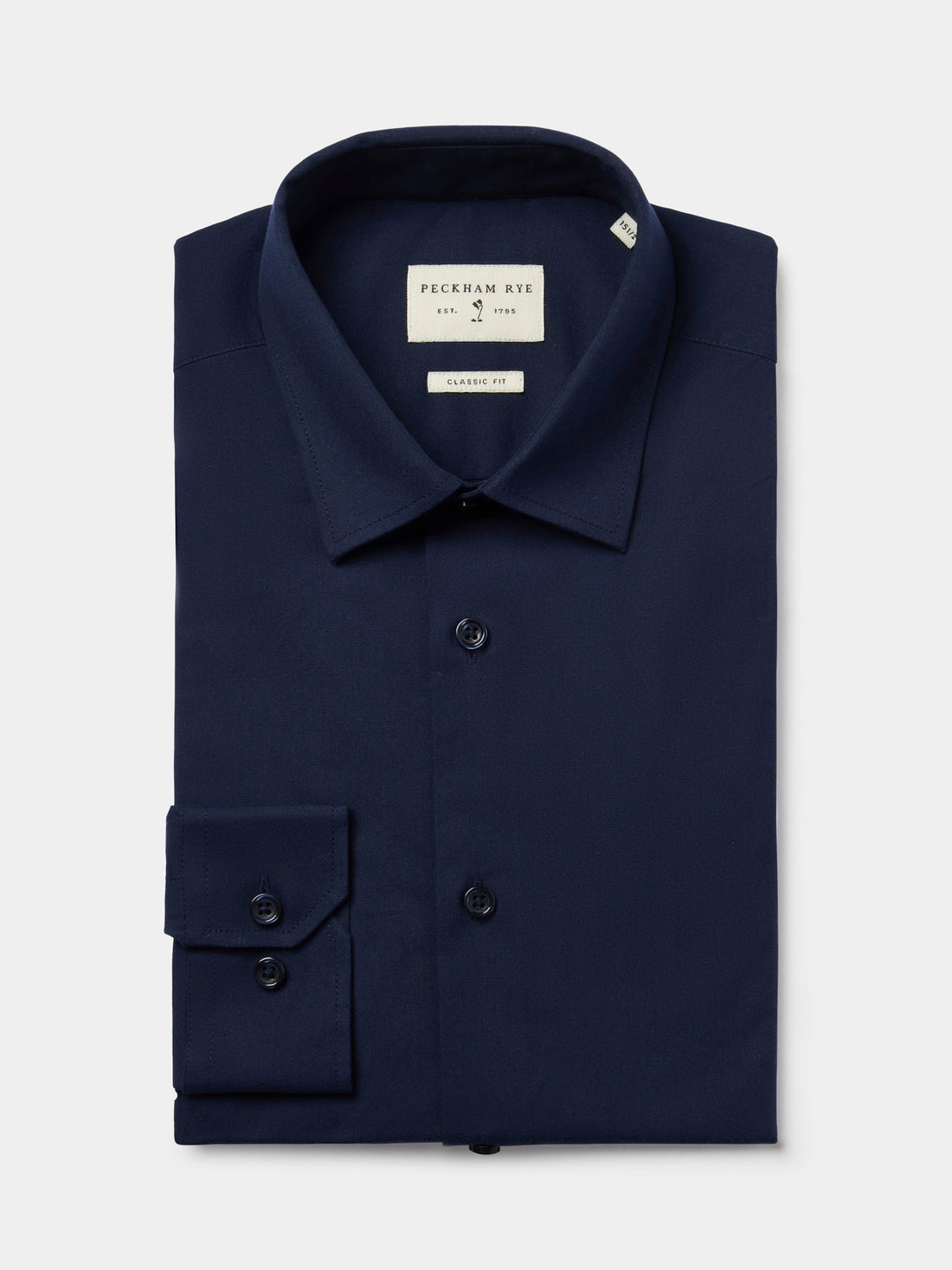 Formal Poplin Long Sleeve Shirt in Navy Blue