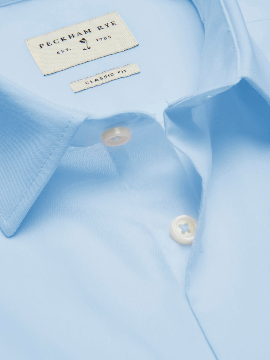 Formal Poplin Long Sleeve Shirt in Ice Blue