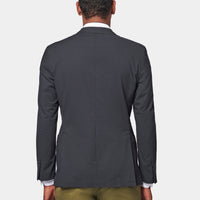 Seersucker Notched Lapel Blazer Jacket in Navy Blue