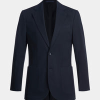 Seersucker Notched Lapel Blazer Jacket in Navy Blue