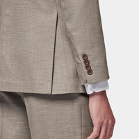 Linen Contemporary Notched Lapel Suit in Taupe