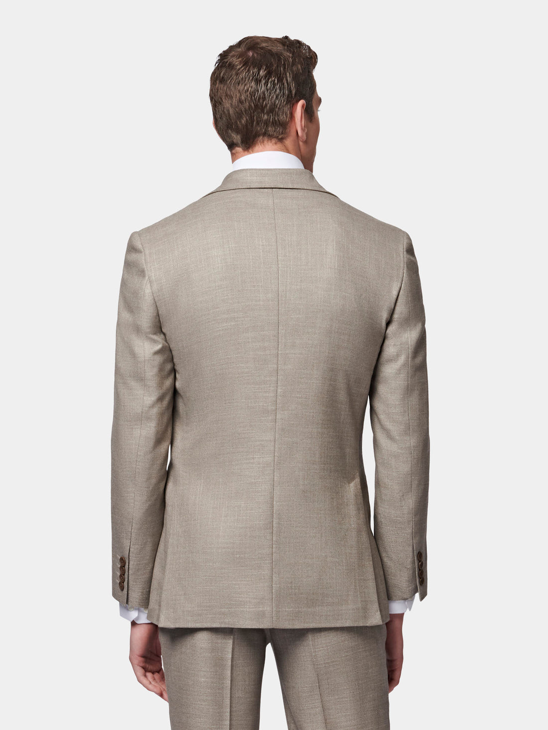 Linen Contemporary Notched Lapel Suit in Taupe