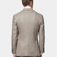 Linen Contemporary Notched Lapel Suit in Taupe