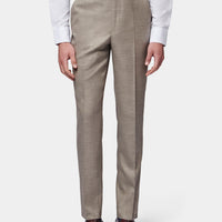 Linen Contemporary Notched Lapel Suit in Taupe