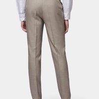 Linen Contemporary Notched Lapel Suit in Taupe