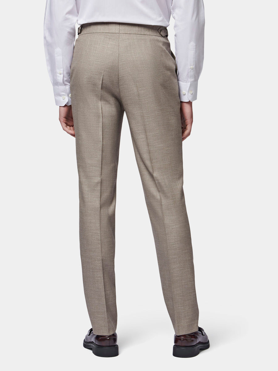 Linen Contemporary Notched Lapel Suit in Taupe