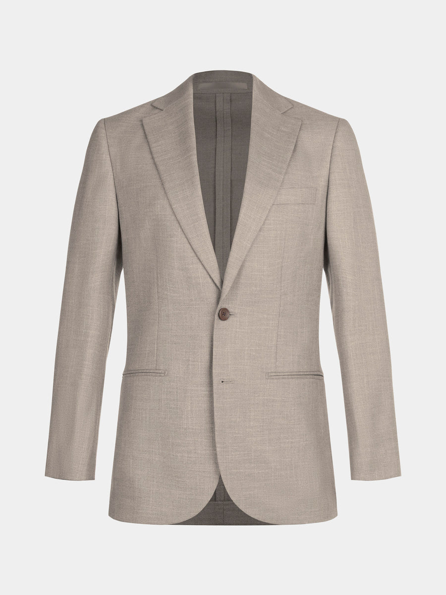 Linen Contemporary Notched Lapel Suit in Taupe