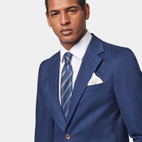 Contemporary Notched Lapel Suit Jacket in Navy Blue