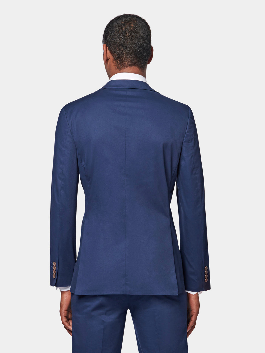 Contemporary Notched Lapel Suit Jacket in Navy Blue