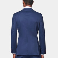 Contemporary Notched Lapel Suit Jacket in Navy Blue