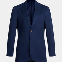 Contemporary Notched Lapel Suit Jacket in Navy Blue