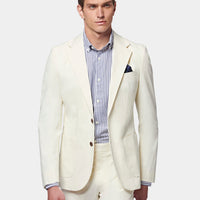 Contemporary Notched Lapel Suit Jacket in Egret