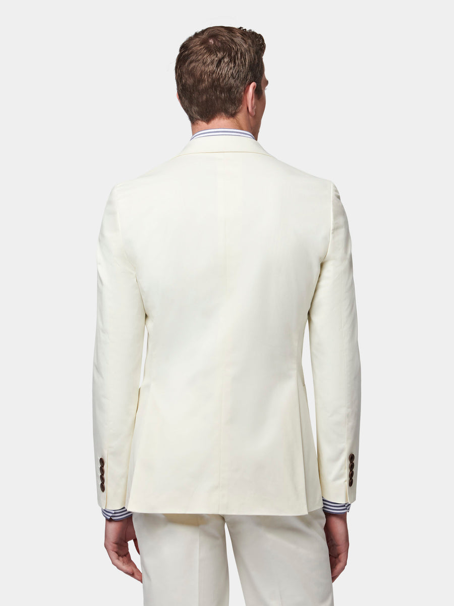 Contemporary Notched Lapel Suit Jacket in Egret